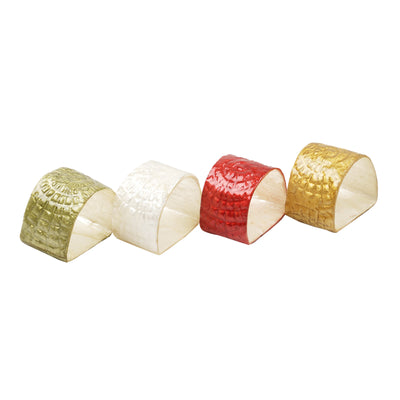 Embossed Capiz Multi-Color Napkin Ring Set of 4 - TESOROS