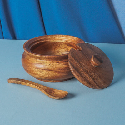Acacia Sugar Bowl with Spoon Plain - TESOROS