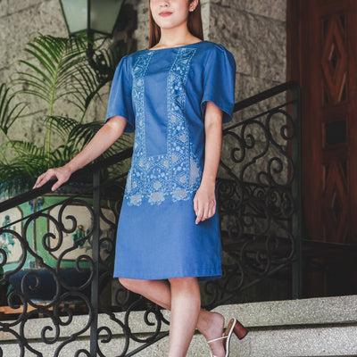 Pitchera Dress with Bullion embroidery & butterfly sleeves - TESOROS