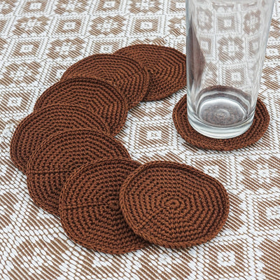 Crochet Glass Coaster Brown - TESOROS